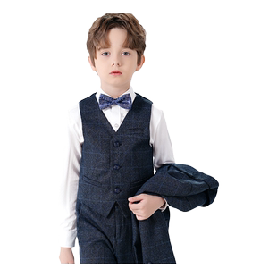 罗蒙花童男童礼服马甲套装中大童儿童西装男孩小西服主持人演出服