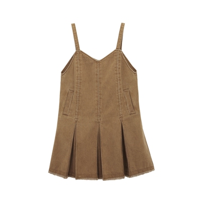 MSLAN复古美拉德牛仔背带裙