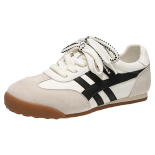 星期六平底德训鞋女2026春季新款不累脚拼色经典复古圆头休闲板鞋