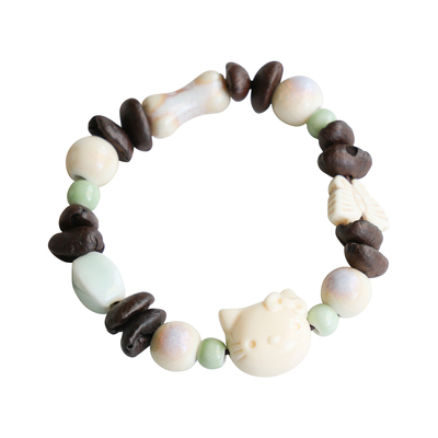 真咖啡豆手链小众设计高级感多巴胺陶瓷手串景德镇情侣手饰手绳女