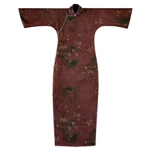 听杏雨丨一城风絮丨中式民国风真丝香云纱立领盘扣倒大袖旗袍