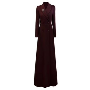 正式场合端庄连衣裙冬2025新款气质显瘦裙子超好看加厚毛呢长裙71