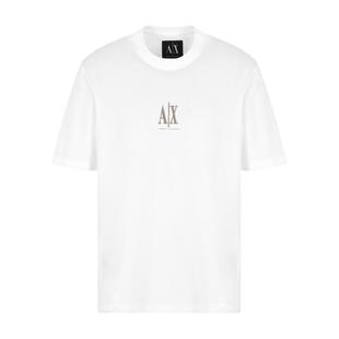 ARMANI EXCHANGE/阿玛尼春夏男士圆领短袖宽松刺绣纯棉轻薄T恤