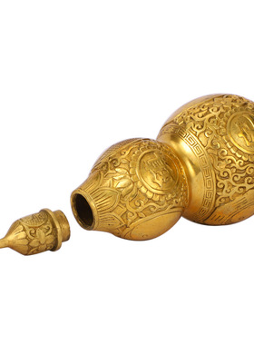 铜葫芦纯铜鎮宅招財摆件五帝铜钱挂件空心开口八卦开盖化解门对门