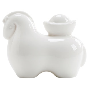 羊脂玉马上有钱茶宠高端精品可养茶玩茶桌茶台创意招财唐马小摆件