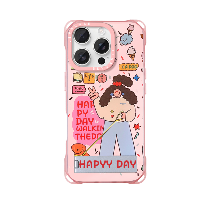 韩系快乐女孩适用苹果15手机壳带挂绳13斜挎可背iphone16promax四角开孔17支架12背带斜跨14链条手提imd华为