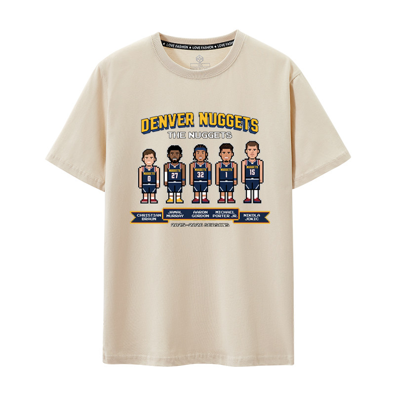 2026短袖T恤丹佛掘金队约基奇15号衣服篮球男大码棉篮球季后赛