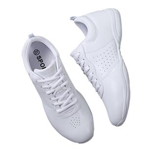 新款白色啦啦操儿童竞技健美操鞋子软底中小学生排舞比赛鞋训练鞋