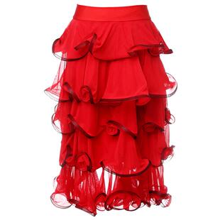 朵俏拉丁舞裙成人女秋季新款斗牛舞半身裙表演服装绑带斗篷练功裙