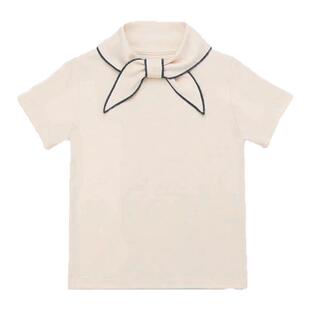 女童短袖上衣T恤夏季全棉a类进口匹马棉女宝宝衣服领结学院风mp