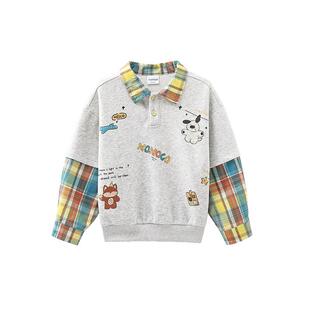 MOMOCO/玛米玛卡男童拼接卫衣2026春季新款中大童韩版时尚童装潮