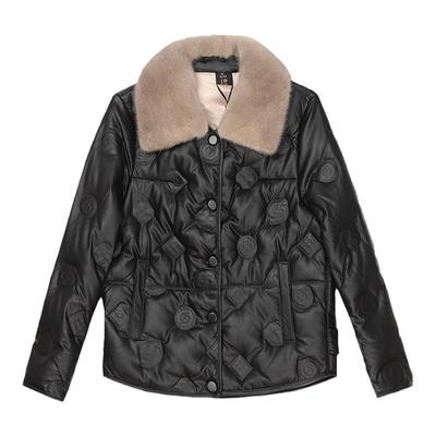 绵羊皮羽绒服女短款韩版貂毛外套