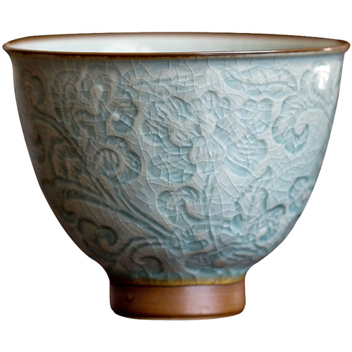 JOJO'S L. PD·紫泉涧·家用浮雕缠枝莲品茶杯陶瓷品茗杯丨安澈