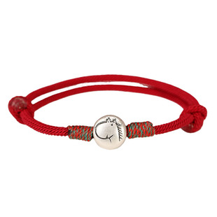 足银马年骐骥驰骋手绳本命年平安转运红绳男女儿童纯银编织手链