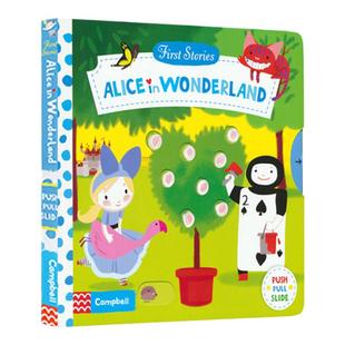 英文原版 First Stories系列 Alice in Wonderland 爱丽丝梦游仙境 经典童话系列纸板操作活动书 翻翻故事书亲子共读读物启蒙