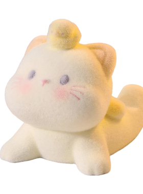 庭将植绒猫咪手机支架桌面摆件