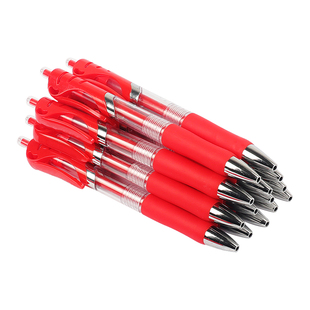 K35红笔教师老师批改作业专用中性笔按动圆珠笔学生笔芯红色原子笔水笔红笔芯办公中性按动笔红色笔水笔水性