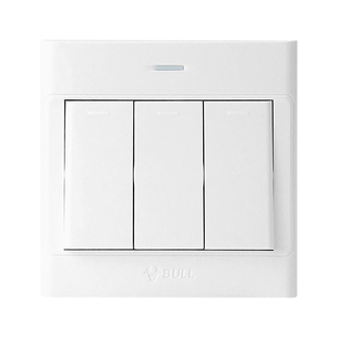 公牛开关面板三开单控86型明装三控灯开关大功率家用三联按钮三位