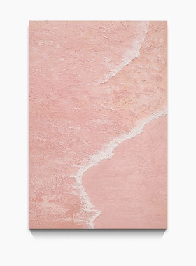 纯手绘简约丙烯肌理海浪风景油画