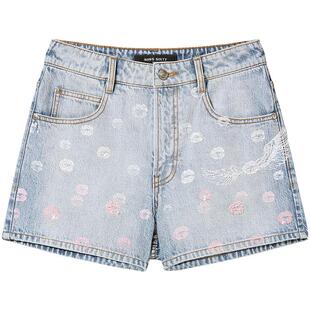 【天使系列】Miss Sixty25春秋新款牛仔短裤女重工低腰直筒裤