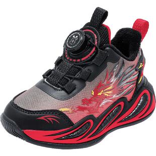 巴布豆童鞋男童运动鞋2025新款秋冬款加绒保暖旋钮篮球鞋儿童鞋子