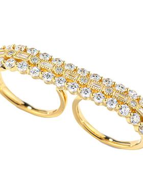 高级感轻奢感女锆石双指戒