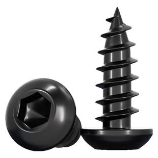黑色304不锈钢圆头内六角自攻螺丝盘头扁头加长木牙螺钉大全M2-M8