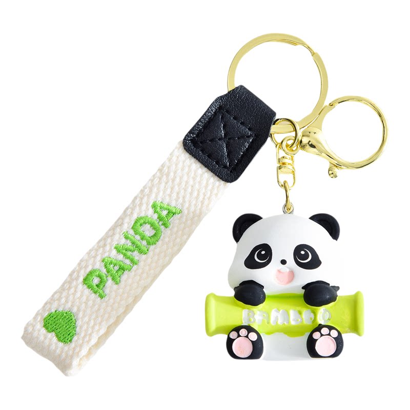 网红卡通竹子熊钥匙扣挂饰可爱小