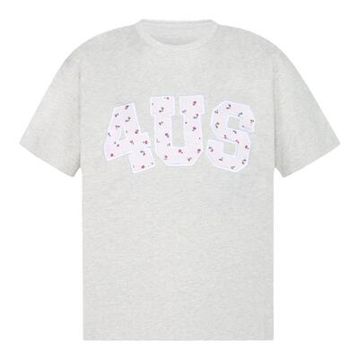 FORUYES官方店 春夏贴布绣碎花国潮牌情侣男女宽松打底衫T恤短袖