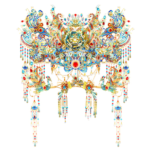 钢达点翠粉黛二十二凤冠可穿戴头饰十里红妆手工diy立体金属拼图