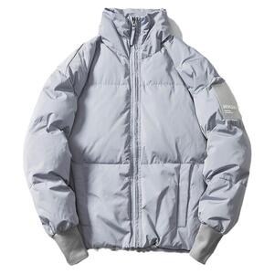 冬季纯色立领保暖羽绒服男潮牌美式情侣宽松韩版帅气短款鸭绒外套