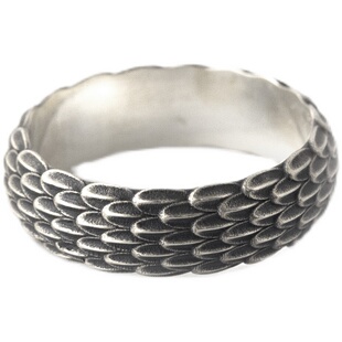 帝骁原创设计s925纯银龙鳞指环银饰做旧戒指情侣个性对戒特色订做