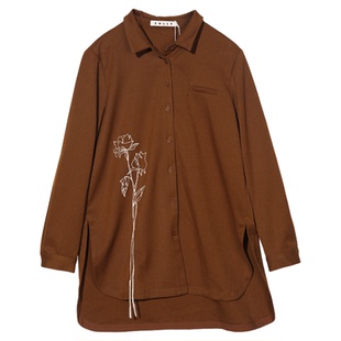 ZOLLE因为设计感明线刺绣羊毛质感廓形衬衣女25秋冬新品