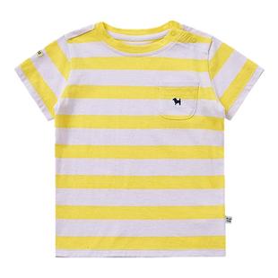 BLUEDOG蓝狗韩国夏季新款宽条纹短袖T恤男女童短袖条纹宽松上衣