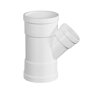 PVC排水斜三通斜角连接管件工厂直销规格50-400mm胶粘下水管配件