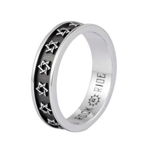 [新年礼物]ROCKRIDE 自由六芒星戒指 925纯银男款潮情侣对戒个性