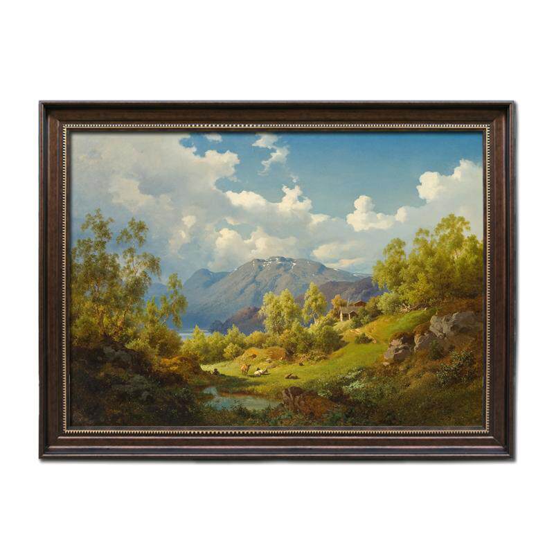 横版古典风景油画高清山水画尺寸