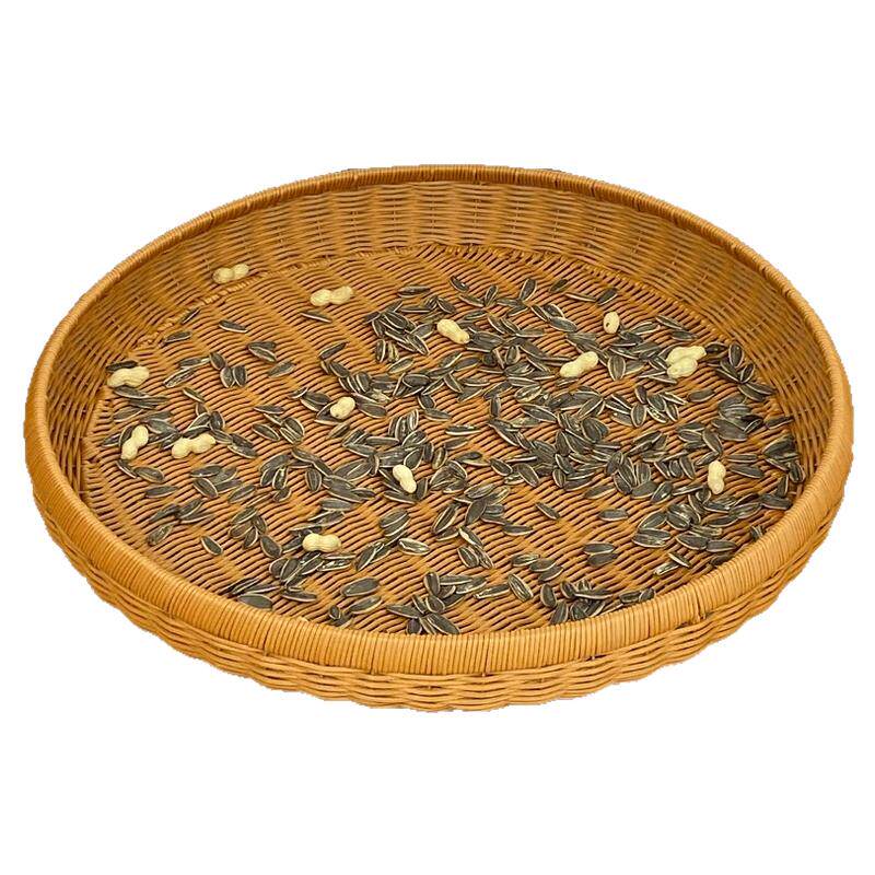 手工编织塑料簸箕晒筐仿藤圆形家