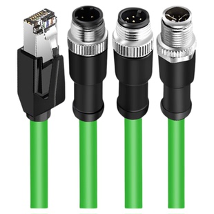 M12转rj45网线4针8芯ADX型公母编码连接器工业高柔屏蔽千兆延长线