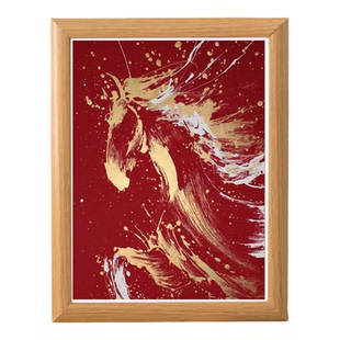 2026马年向上生命力红色奔腾骏马木质相框装饰画客厅玄关桌面摆件