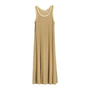 【新品】素然 WHM 26夏女士休闲气质条纹汉麻背心无袖长款连衣裙