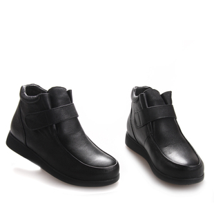 内联升女鞋秋冬季棉鞋女士高帮休闲牛皮羊毛内里棉鞋妈妈鞋4351C