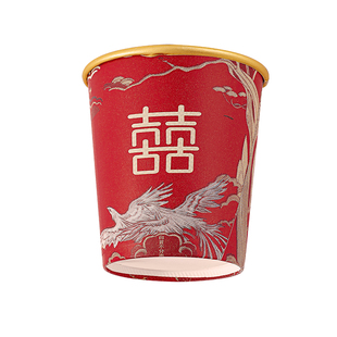 一次性纸杯金箔结婚婚礼婚宴喜字水杯红色加厚婚庆茶杯子用品大全
