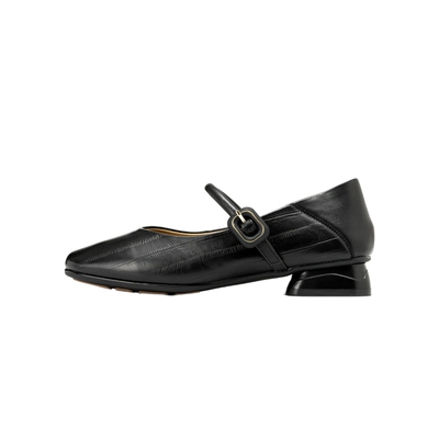 奥康一字带玛丽珍鞋百搭粗跟单鞋