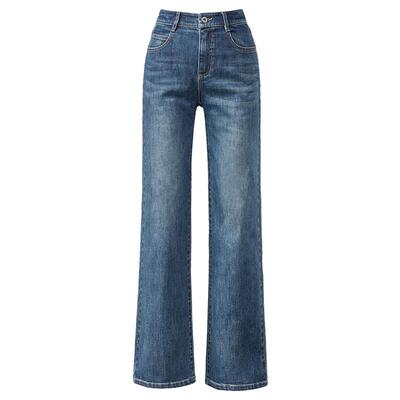 逸阳不易褪色高腰宽松显瘦筒喇裤