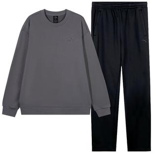 安踏休闲套装男2025秋冬季新款加绒加厚卫衣长裤宽松青少年运动服