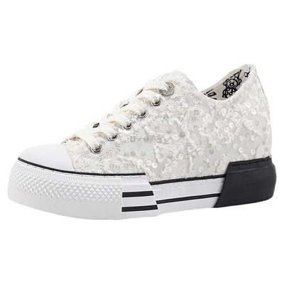 艾今25新款7cm增高帆布低帮鞋