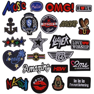 自粘补丁贴徽章五角星炫酷刺绣布贴服装配件羽绒服包包电脑绣花章