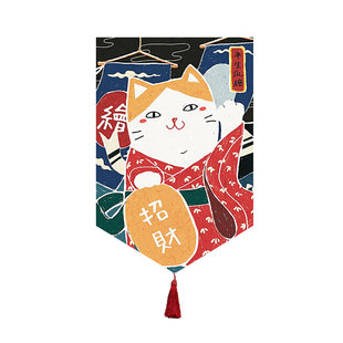 日式招财猫三角挂旗门帘挂帘短帘店铺隔断帘装饰商店半帘寿司店帘