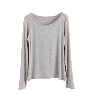 秋冬莫代尔圆领薄款贴身长袖修身内衣女士打底上衣紧身t恤打底衫